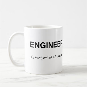 Café INGENIERO con la taza de los símbolos fonéticos