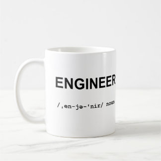 Café INGENIERO con la taza de los símbolos fonéticos