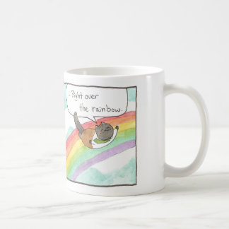 Café Justo encima de la taza arco iris