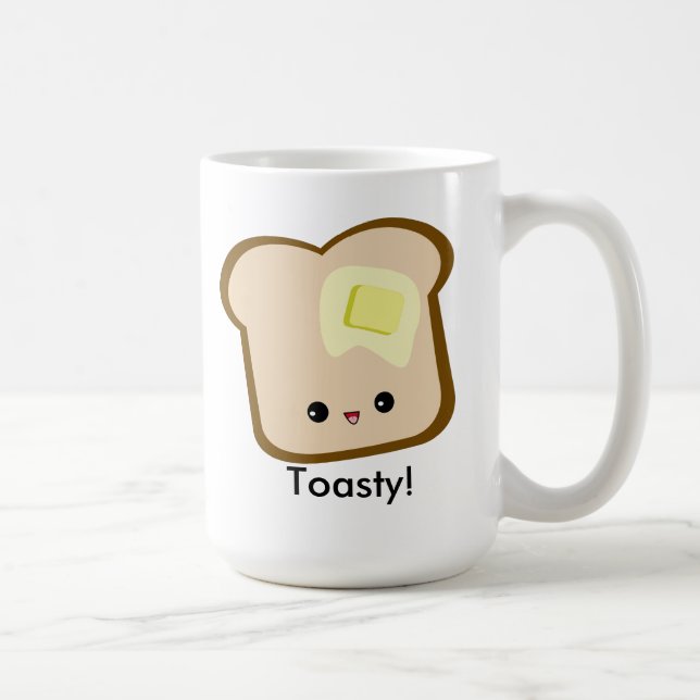 Café ¡Kawaii lindo Toasty! taza de la tostada y de la (Derecha)