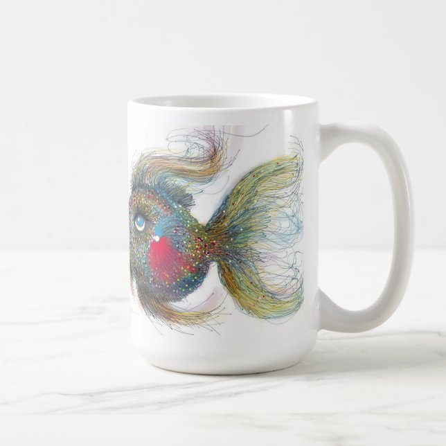 Café Kissiefish taza blanca clásica de 15 onzas (Derecha)