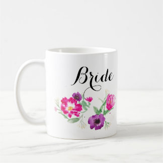 Café La acuarela de la novia florece la taza