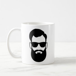 Café La barba del hombre y taza de las gafas de sol