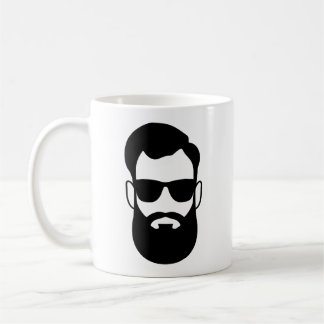 Café La barba del hombre y taza de las gafas de sol