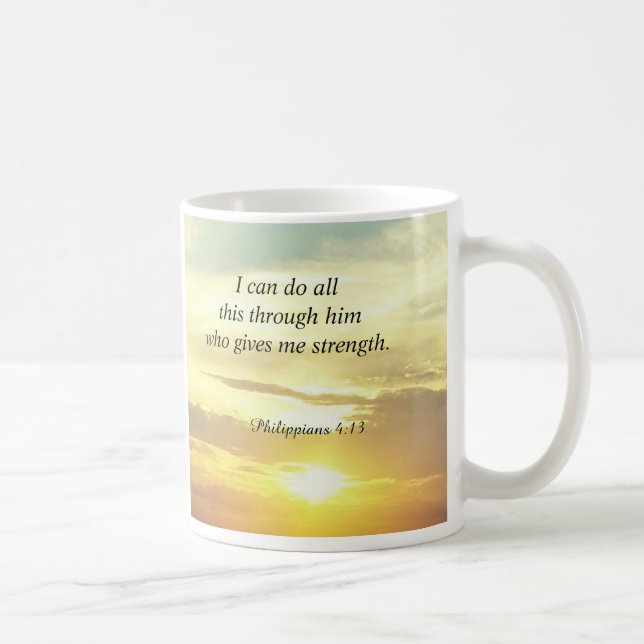Café La biblia cita la taza del 4:13 de los filipenses (Derecha)
