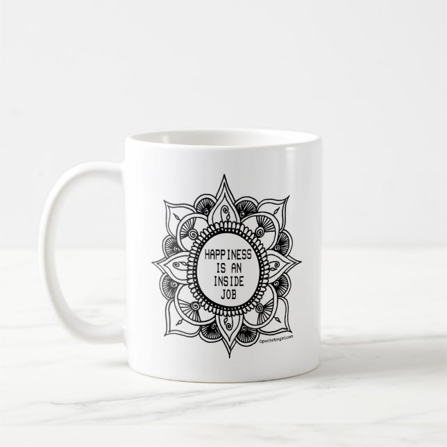 Café La felicidad es una taza de la mandala del trabajo (Izquierda)