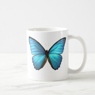 Café La mariposa azul de Morpho se va volando la taza