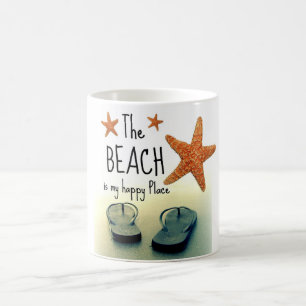 Café La playa es mi taza feliz de los flips-flopes del