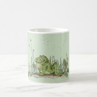 Café La taza con la imagen divertida de la rana verde