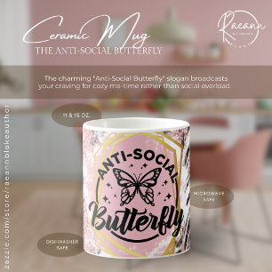 Café La Taza de Cerámica Mariposa Antisocial