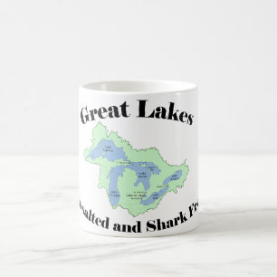 Café La taza de Great Lakes sin sal y el tiburón
