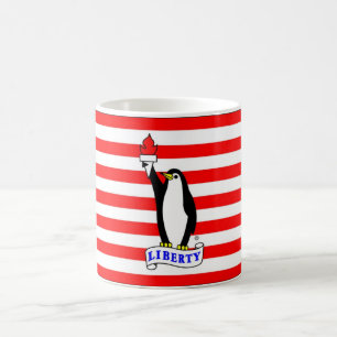 Café La taza de la bandera del pingüino de la libertad