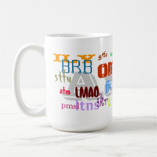 Café La taza de las siglas de la charla ávida