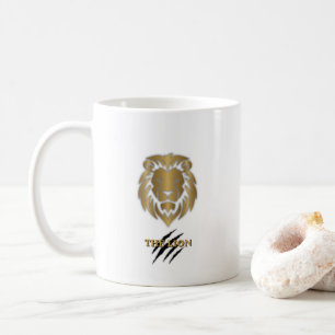 Café La Taza Gráfica de León Dorado y Negro