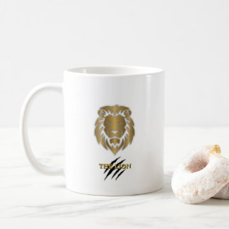 Café La Taza Gráfica de León Dorado y Negro