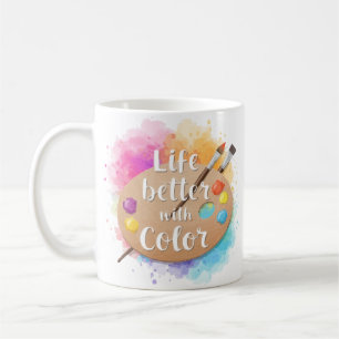 Café La vida es mejor con color – Taza de artista de ac