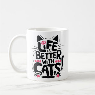 Café La vida es mejor con taza de Gatos   Todos Somos T