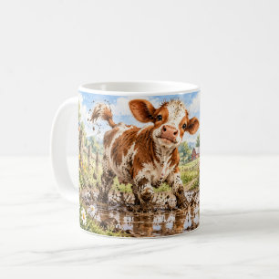 Café La vida es mejor con una taza de vaca en el barro