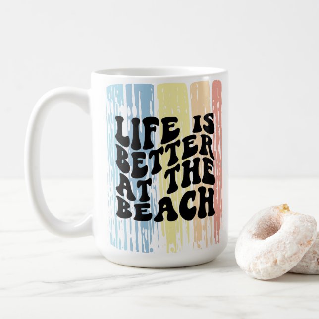 Café La vida es mejor en la taza de la playa (Con donut)