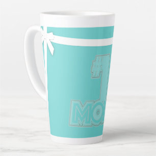 Café Latte #1 MAMÁ - Taza de regalo para mamá en azul turques