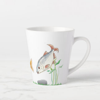 Café Latte Bonita taza con pescado de agua dulce