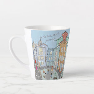 Café Latte "En el carril, la nieve brilla" taza de invierno l