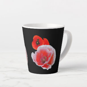 Café Latte Flores de Amapola de cerca Taza negra personalizad