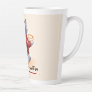 Café Latte Gato "Impulsado por Café" sosteniendo una taza de 