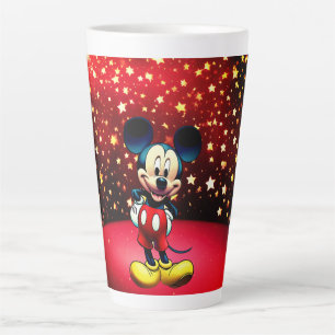 Café Latte Grandes estrellas de colores en una brillante taza