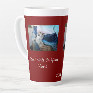 Café Latte huellas de patas, tu corazón, Foto de gato Taza de