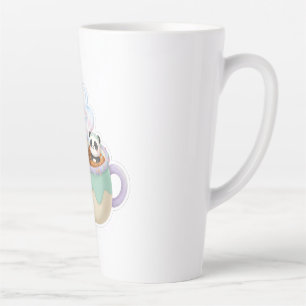 Café Latte Ilustración de adorable panda Kawaii en taza de té