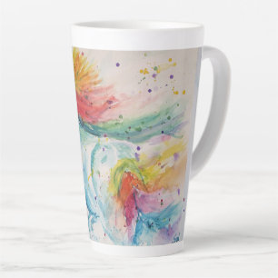 Café Latte Mi Caballo Unicornio Arcoíris Acuarela Taza de Caf