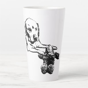 Café Latte Perro y oso de peluche   Arte de taza acogedor