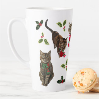 Café Latte Taza alta gato de Navidad