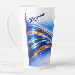 Café Latte Taza Aqualume Wave – Diseño de flujo abstracto azu
