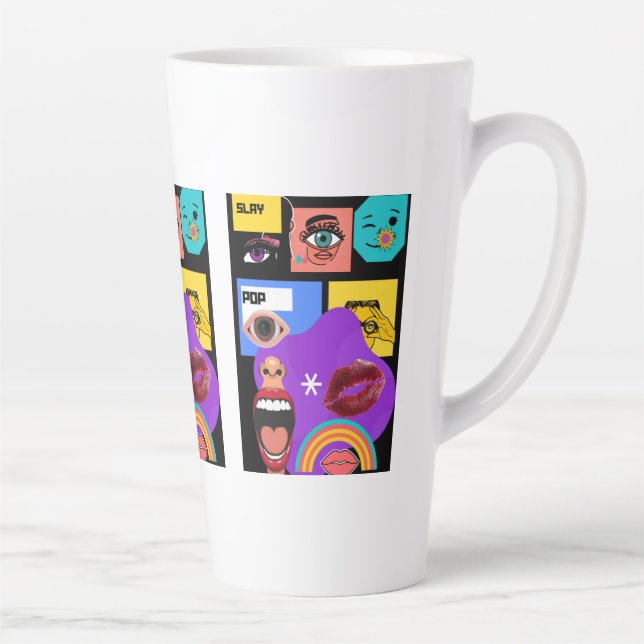 Café Latte Taza Bold Pop Art | Estilo de cómic retro (Derecha)