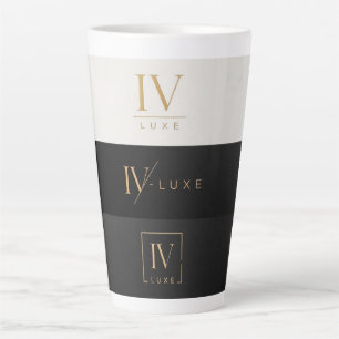 Café Latte Taza con logotipo de IV LUXE - Lujo en negro y dor