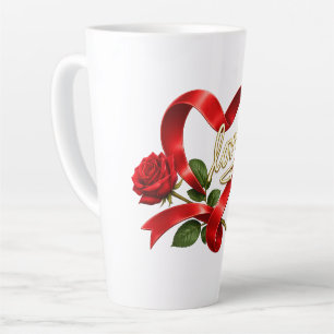 Café Latte Taza Corazón de Amor Rosa Roja Romántica