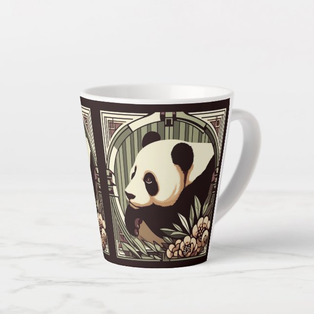 Café Latte Taza de 12oz del oso panda Art Deco (Ángulo derecho)
