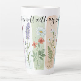 Café Latte Taza De Acuarela Floral 'Está Bien Con Mi Alma'
