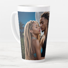 Café Latte Taza de amor para pareja bajo la luz de la luna –