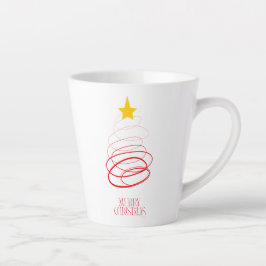 Café Latte Taza de árbol de Navidad rojo minimalista – Feliz 