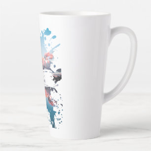 Café Latte Taza de arte con salpicaduras de acuarela de París