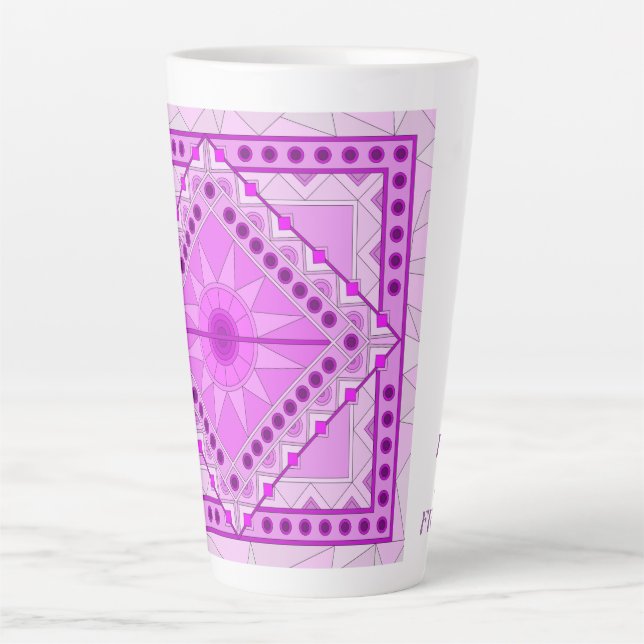 CAFÉ LATTE TAZA DE ARTE DECORATIVA MORADA (Anverso)