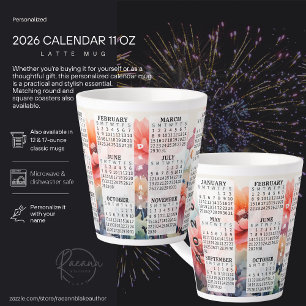 Café Latte Taza de calendario de 12 oz. personalizada 2026 La