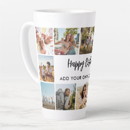 Café Latte Taza de Colaje de Fotos de Cumpleaños Personalizad