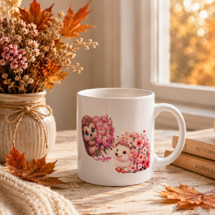 Café Latte Taza de expreso de erizo romántico lindo – Pareja 