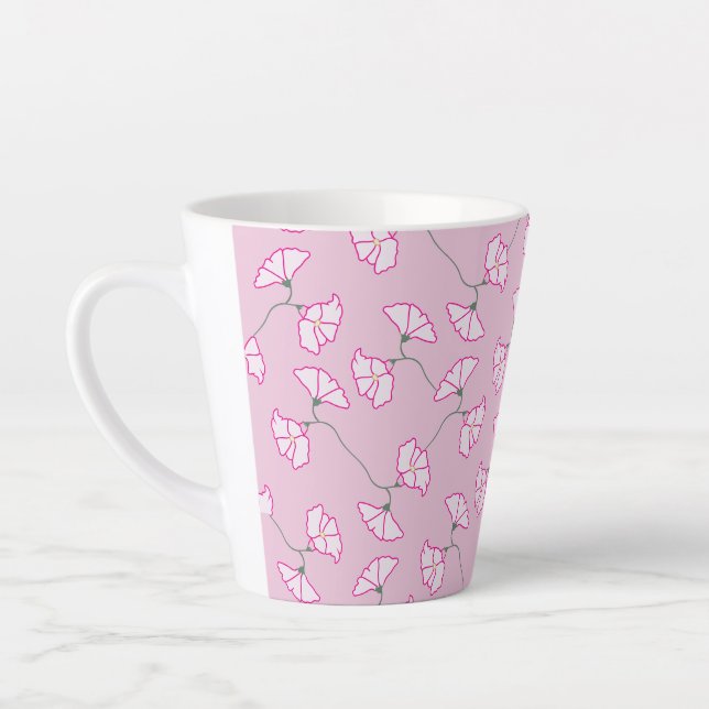 Café Latte Taza de flores florales rosadas (Izquierda)