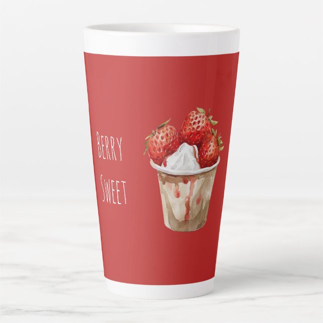 Café Latte Taza de Fresas Dulces de Frutas del Bosque (Anverso)