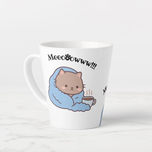 Café Latte Taza de gato lindo  (Ángulo izquierdo)